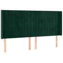 kontinentalseng med LED-lys 180x200 cm fløjl mørkegrøn