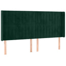 kontinentalseng med LED-lys 200x200 cm fløjl mørkegrøn