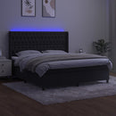 kontinentalseng med LED-lys 180x200 cm fløjl sort