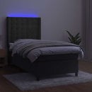 kontinentalseng med LED-lys 80x200 cm velour mørkegrå