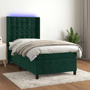 kontinentalseng med LED-lys 80x200 cm velour mørkegrøn
