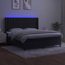 kontinentalseng med LED-lys 160x200 cm fløjl sort