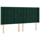 kontinentalseng med LED-lys 180x200 cm fløjl mørkegrøn