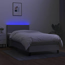 kontinentalseng med LED-lys 90x190 cm stof lysegrå