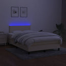 kontinentalseng med LED-lys 120x200 cm stof cremefarvet