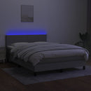 kontinentalseng med LED-lys 140x190 cm stof lysegrå