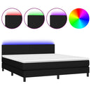 kontinentalseng med LED-lys 160x200 cm stof sort