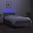 kontinentalseng med LED-lys 90x190 cm stof lysegrå