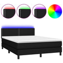 kontinentalseng med LED-lys 140x190 cm stof sort
