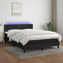kontinentalseng med LED-lys 140x190 cm stof sort