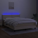 kontinentalseng med LED-lys 140x190 cm stof cremefarvet