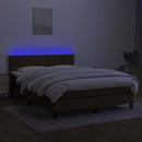 kontinentalseng med LED-lys 140x200 cm stof mørkebrun