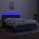 kontinentalseng med LED-lys 140x200 cm stof blå