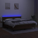 kontinentalseng med LED-lys 180x200 cm stof mørkebrun