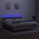 kontinentalseng med LED-lys 180x200 cm stof gråbrun