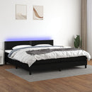 kontinentalseng med LED-lys 200x200 cm stof sort