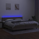 kontinentalseng med LED-lys 200x200 cm stof gråbrun