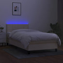 kontinentalseng med LED-lys 80x200 cm stof cremefarvet