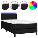 kontinentalseng med LED-lys 90x190 cm stof sort
