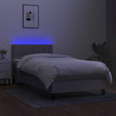 kontinentalseng med LED-lys 100x200 cm stof lysegrå