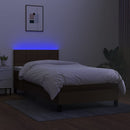 kontinentalseng med LED-lys 100x200 cm stof mørkebrun