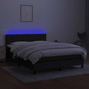 kontinentalseng med LED-lys 140x190 cm stof sort