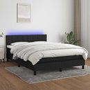 kontinentalseng med LED-lys 140x190 cm stof sort