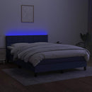 kontinentalseng med LED-lys 140x190 cm stof blå