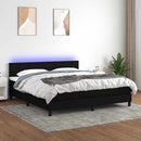 kontinentalseng med LED-lys 180x200 cm stof sort