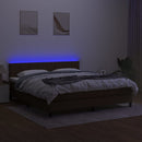 kontinentalseng med LED-lys 180x200 cm stof mørkebrun
