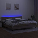 kontinentalseng med LED-lys 200x200 cm stof gråbrun