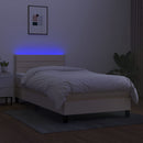 kontinentalseng med LED-lys 80x200 cm stof cremefarvet