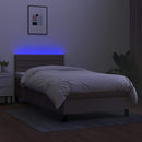 kontinentalseng med LED-lys 90x190 cm stof gråbrun