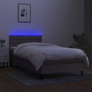 kontinentalseng med LED-lys 90x200 cm stof gråbrun