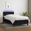 kontinentalseng med LED-lys 100x200 cm stof sort