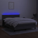 kontinentalseng med LED-lys 140x190 cm stof mørkegrå