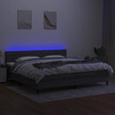 kontinentalseng med LED-lys 200x200 cm stof mørkegrå