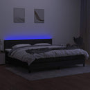 kontinentalseng med LED-lys 200x200 cm stof sort