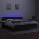 kontinentalseng med LED-lys 200x200 cm stof sort