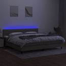 kontinentalseng med LED-lys 200x200 cm stof gråbrun