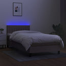 kontinentalseng med LED-lys 100x200 cm stof gråbrun