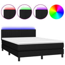 kontinentalseng med LED-lys 140x190 cm stof sort