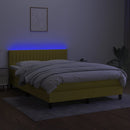 kontinentalseng med LED-lys 140x200 cm stof blå