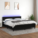kontinentalseng med LED-lys 160x200 cm stof sort