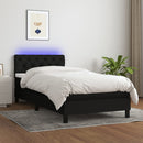 kontinentalseng med LED-lys 80x200 cm stof sort