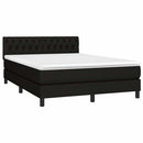 kontinentalseng med LED-lys 140x190 cm stof sort