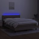 kontinentalseng med LED-lys 140x190 cm stof gråbrun