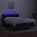 kontinentalseng med LED-lys 140x200 cm stof sort