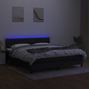 kontinentalseng med LED-lys 160x200 cm stof sort