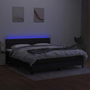 kontinentalseng med LED-lys 180x200 cm stof sort